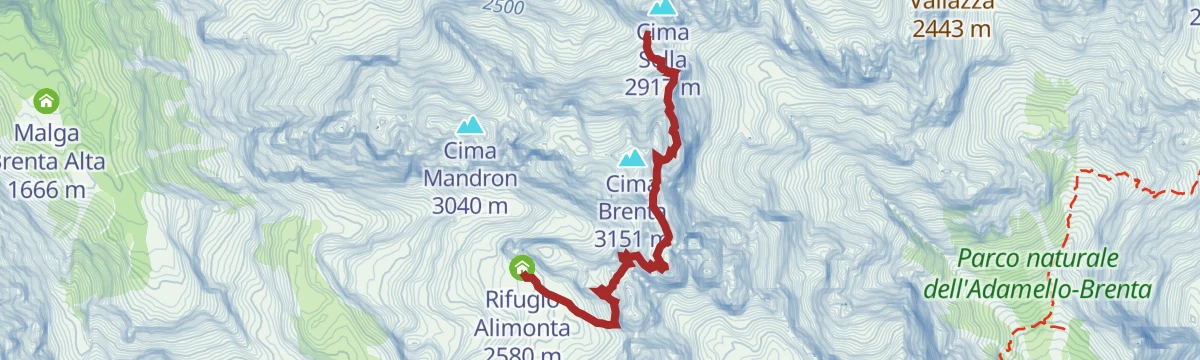 Route map: Bocchette Alte
